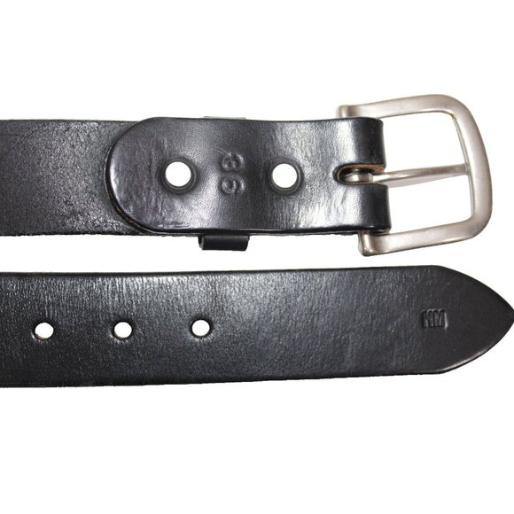 Tanner Goods Black Leather Belt Silver Buckle Size 36 Made In USA Western Rodeo - Picture 5 of 12